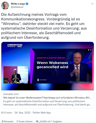 Twitterpost Mirko Lange